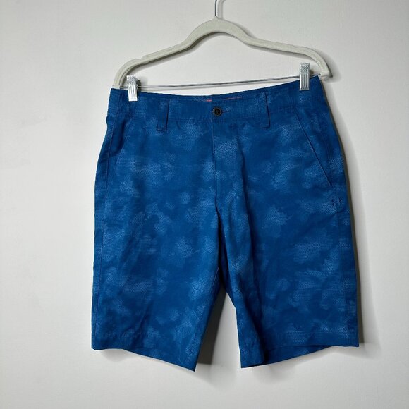 Under Armour Blue HeatGear Camo Shorts Men's 32 - Picture 1 of 5